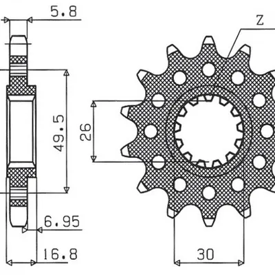 SUNSTAR Zębatka przednia stalowa HONDA CBR 600 99-20 / CBR 600RR 03-22 / CBR 900/929/954RR FIRE BLADE 92-03 / CBR 1000 04-22 / VTR 1000 SP1/SP2 00-06 KONWERSJA NA ŁAŃC. 520 [15]