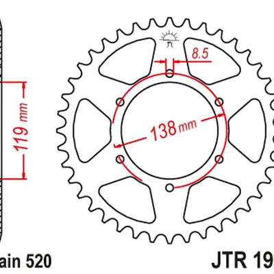 JT Zębatka tylna stalowa [50 zębów] HUSABERG FC/FE/MX 350/400/499/501/600 92-99