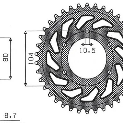 SUNSTAR Zębatka tylna stalowa KAWASAKI ZX9R 94-97 / ZZR1200 02-05  [44]