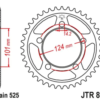 JT Zębatka tylna stalowa [38 zębów] KTM 990 SUPERDUKE/R 05-12 1190 RC8/R 10-15 kolor czarny