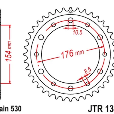 JT Zębatka tylna stalowa [43 zębów] HONDA VFR750 / VFR800 V-TEC 02-14 / VFR800X CROSSRUNNER 11-15 kolor czarny