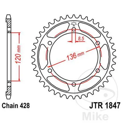 Zębatka tylna stalowa JT JTR1847.46 ilość zębów 46Z