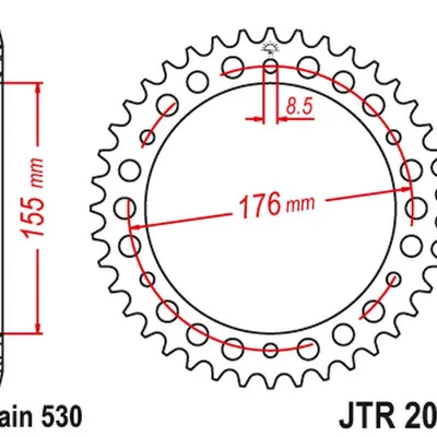 JT Zębatka tylna stalowa [43 zębów] TRIUMPH 900/955/1000 kolor czarny