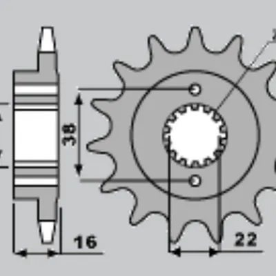 SUNSTAR Zębatka przednia stalowa DUCATI MONSTER 797 17-18 / SCRAMBLER 800 17-18 / SUPERSPORT 939 17-18 [14]