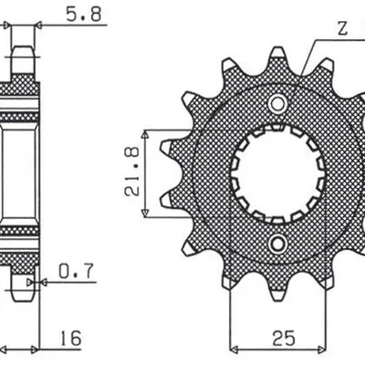 SUNSTAR Zębatka przednia stalowa DUCATI MONSTER 797 17-18 / SCRAMBLER 800 17-18 / SUPERSPORT 939 17-18 [15]