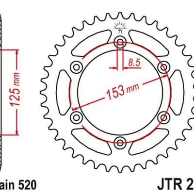 JT Zębatka tylna stalowa [55 zębów] HONDA CRF 230 09-10 / XR 250 96-07 / XR 400 96-04