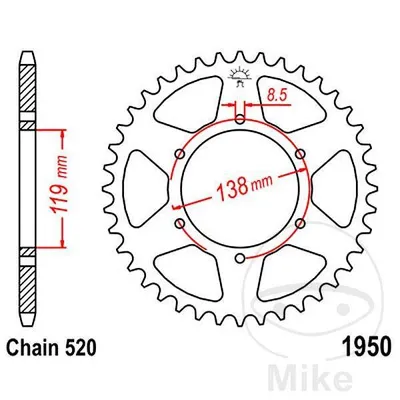 Zębatka tylna stalowa JT JTR1950.48 ilość zębów 48Z