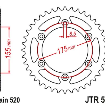 JT Zębatka tylna stalowa [50 zębów] HUSQVARNA 125/250 WRK 88-89 / CAGIVA 125/250 WMX 85-88