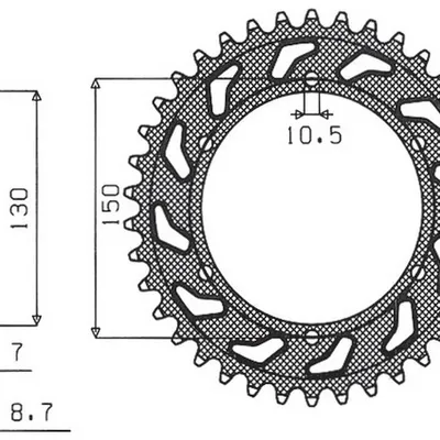 SUNSTAR Zębatka tylna stalowa YAMAHA FZR 1000 89-95 / GTS 1000 [47]