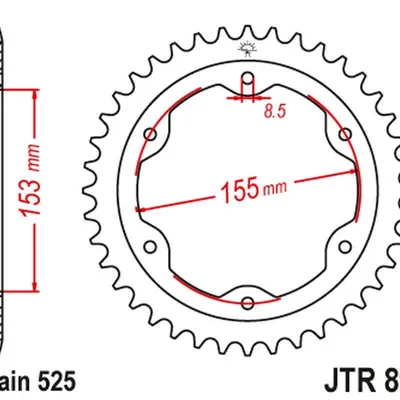 JT Zębatka tylna stalowa [38 zębów] KTM 1290 SUPERDUKE 14-18 kolor czarny