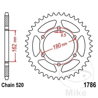 Zębatka tylna stalowa JT JTR1786.52 ilość zębów 52Z