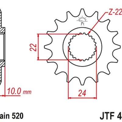 JT Zębatka przednia [16 zębów] BMW F 650 94-15 / APRILIA PEGASO 650 98-04 z tłumikiem drgań