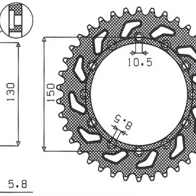 SUNSTAR Zębatka tylna stalowa HONDA NX 650 95-01 / YAMAHA XJ 6 09-15 / YAMAHA WR 250R 08-10 / APRILIA TUAREG RALLY 125 90 [53]