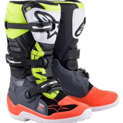 Buty Junior ALPINESTARS TECH 7S kolor szary / czerwony / żółty / fluo