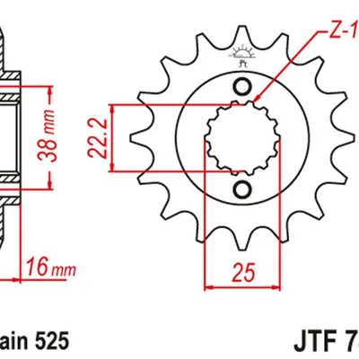 JT Zębatka przednia [15 zębów] DUCATI 796/916/944/996 z tłumikiem drgań