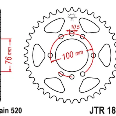 JT Zębatka tylna stalowa [38 zębów] SUZUKI VL 250 INTRUDER LC 00-04; LT 250/300 86-89; GN 400 80-82; LT 500 88-92 / DR 500 81-83 / DR 750 88