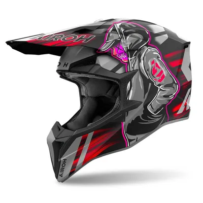 Kask cross Airoh Wraaap Cyber szary,czerwony,czarny / matowy