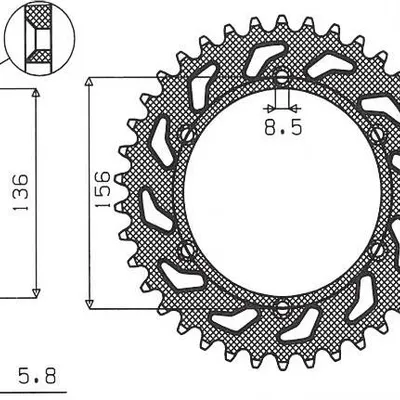 SUNSTAR Zębatka tylna stalowa HUSQVARNA SM 610 08-09 / SUZUKI DR350 90-03 / RGV 250 91-96 [43]