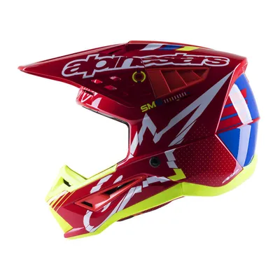 Kask na cross Alpinestars S-M5 ACTION kolor: czerwony,niebieski,fluo,żółty