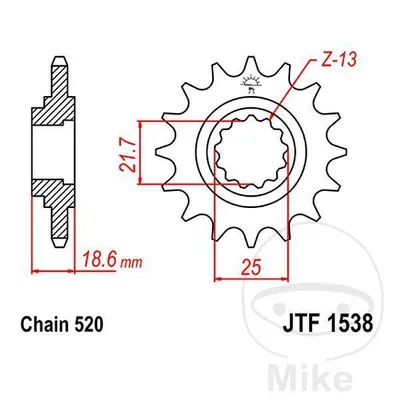 Zębatka przednia JT JTF1538.14 (14Z)