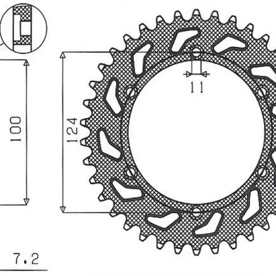 SUNSTAR Zębatka tylna stalowa DUCATI 944 ST2 97-03 / 992 ST3 04-07  [42]