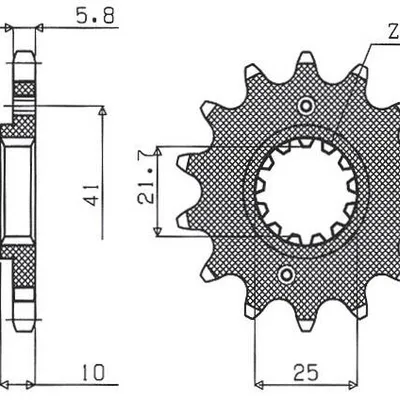 SUNSTAR Zębatka przednia stalowa HONDA SLR 650 97-01 / FMX 650 VIGOR / YAMAHA MT-03/XT660 [14]