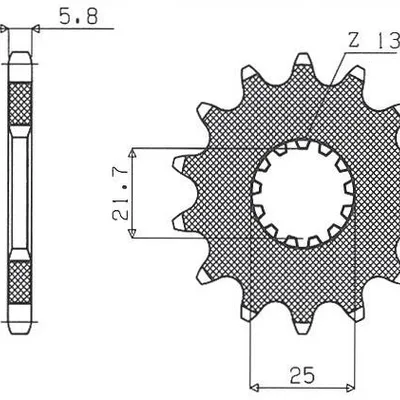 SUNSTAR Zębatka przednia stalowa / 2141 13 KAWASAKI KXF 450 06- / YAMAHA YZF/WRF 400/426/450 YFZ 450 04-13 [13]