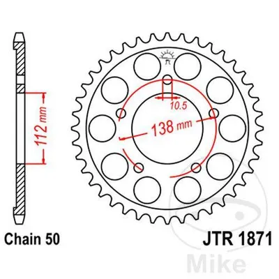 Zębatka tylna stalowa JT JTR1871.50 ilość zębów 50Z