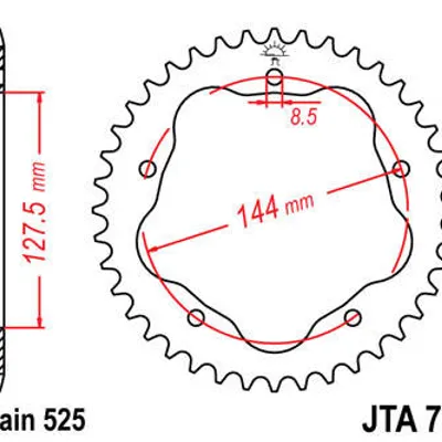 JT Zębatka tylna aluminiowa [39 zębów] DUCATI 796/848/1100 kolor czarny