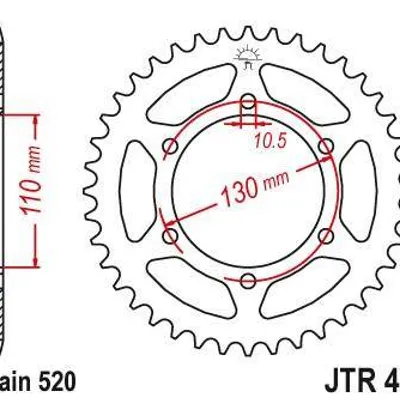 Zębatka tylna stalowa JT JTR486.43 ilość zębów 43Z