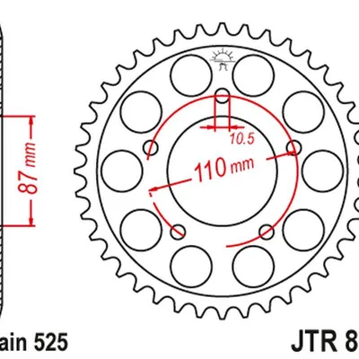 JT Zębatka tylna stalowa [48 zębów] SUZUKI GSF 650 BANDIT 07-15 / GSX 650F 08-16 kolor czarny