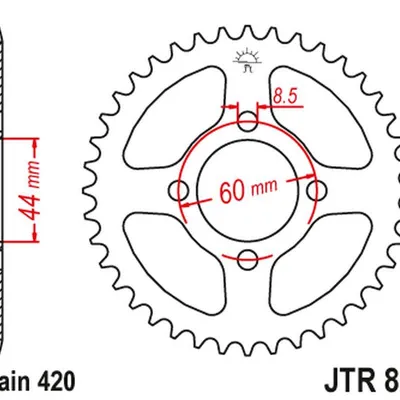 JT Zębatka tylna stalowa [45 zębów] YAMAHA DT 50M 78-80 / DT 50R 88-90