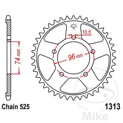 Zębatka tylna stalowa JT JTR1313.42 ilość zębów 42Z