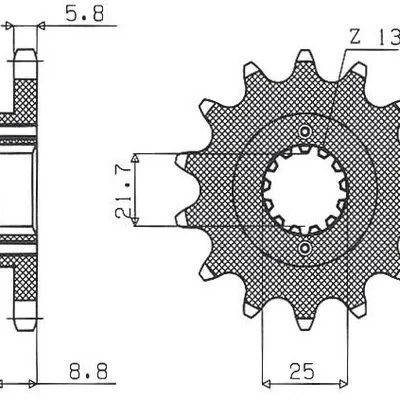 SUNSTAR Zębatka przednia stalowa KAWASAKI ZXR 400 / KLE 500 91-96 [15]