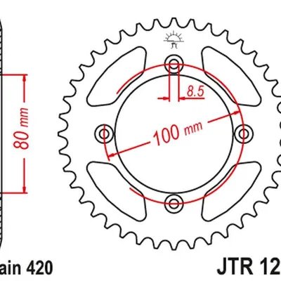 JT Zębatka tylna stalowa [51 zębów] HONDA CRF 70 04-12; CRF 110 13-21 / XR 70/80 97-03 / CR 50/80 82-84