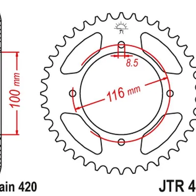 JT Zębatka tylna stalowa [48 zębów] KAWASAKI KX 80/85 86-17