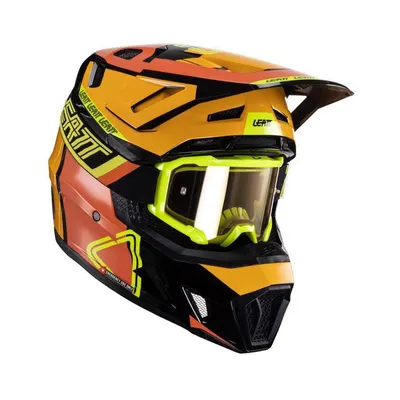 Leatt Kask cross + gogle Moto 7.5 V24 + Gogle Velocity 4.5 kolor czarny,pomarańczowy,żółty,fluo Kolekcja 2024