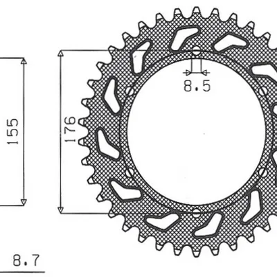 SUNSTAR Zębatka tylna stalowa TRIUMPH 900/955/1000 / TRIUMPH DAYTONA T595 955 97-99  [44]