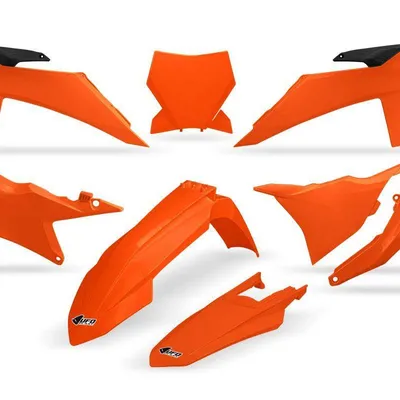 UFO Komplet plastików KTM EXC-F 350 / EXC 300 TBI / EXC-F 250 / EXC 150 TBI / EXC-F 500 / EXC-F 450 / EXC 250 TBI / SX 300 / SX 250 / SX 125 / SX-F 450 / SX-F 350 / SX-F 250 kolor pomarańczowy