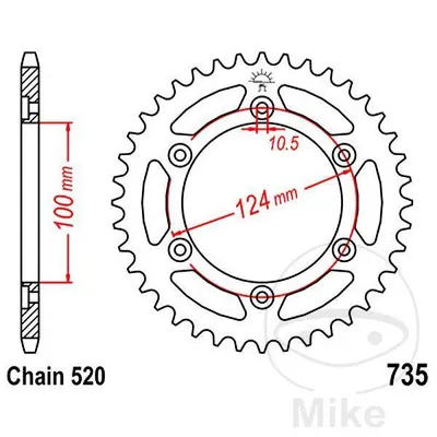 Zębatka tylna stalowa JT JTR735.44 ilość zębów 44Z