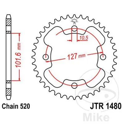 Zębatka tylna stalowa JT JTR1480.38 ilość zębów 38Z