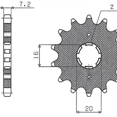 SUNSTAR Zębatka przednia stalowa KAWASAKI KMX 125 / KDX 125 [14]