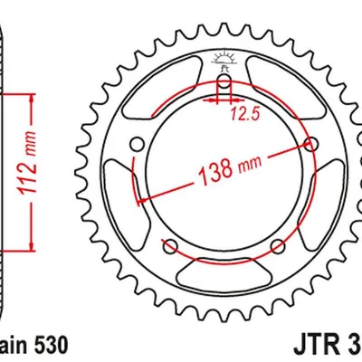 JT Zębatka tylna stalowa [43 zębów] HONDA CBR 600F 91-96 / CBF 1000 06-10 kolor czarny