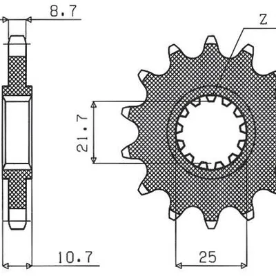 SUNSTAR Zębatka przednia stalowa YAMAHA FZ6 04-09 / R6 / FZ750 [15]