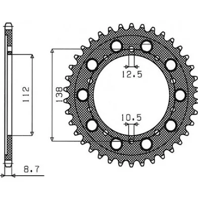 SUNSTAR Zębatka tylna stalowa HONDA CBR 600F 91-96 / CBF 1000 06-10 / CBR 1100 XX 97-07  [45]