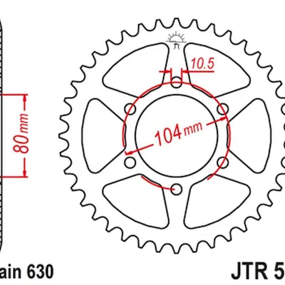 JT Zębatka tylna stalowa [33 zębów] KAWASAKI Z 750 80-82 / GPZ 750 82-87; Z 1000/1100 81-86 / GPZ 1100 81-85