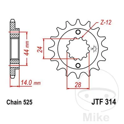 Zębatka przednia JT JTF314.17 (17Z)