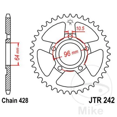 Zębatka tylna stalowa JT JTR242.53 ilość zębów 53Z