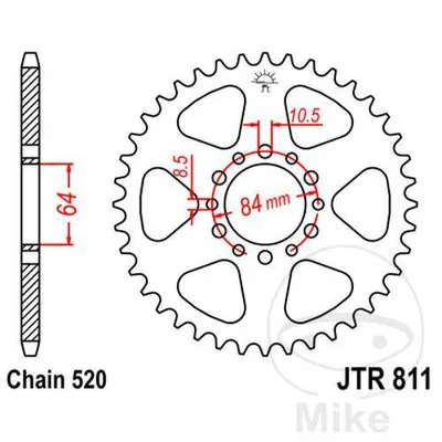 Zębatka tylna stalowa JT JTR811.45 ilość zębów 45Z