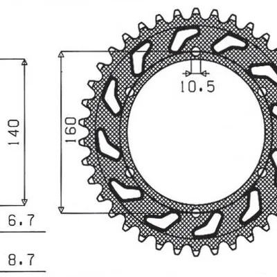 SUNSTAR Zębatka tylna stalowa KAWASAKI GPX 750R / GPZ 750/900/1100 / ZRX/ZZR 1100 [45]